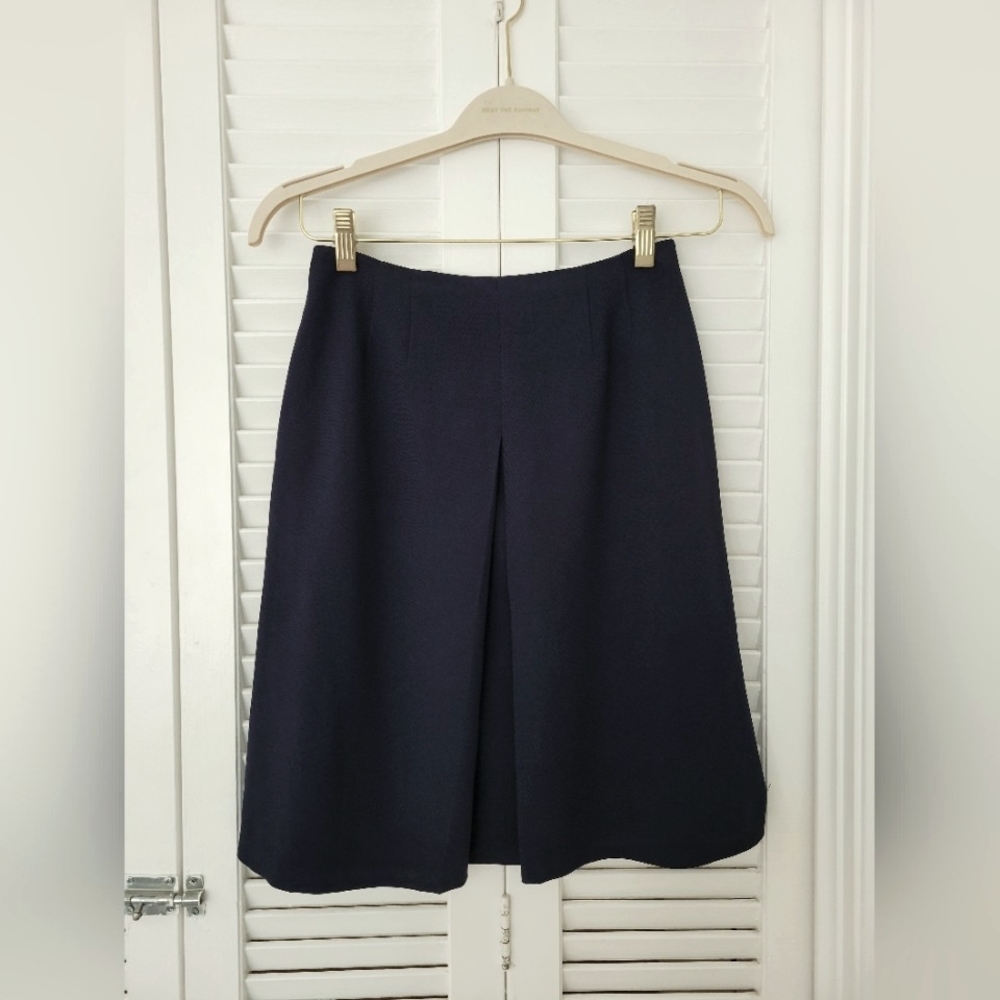 Navy Linda Allard Ellen Tracy Knee Length Skirt Size 2 Like New